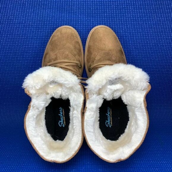 SKECHERS FAUX FUR Women`s Size 7.5 Brown Mid Calf Boots SN 44947 - Picture 6 of 8